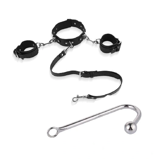 Anal Hooks Elegant Anal Hook Beaded Cuffs and Collar with 5334 0116
